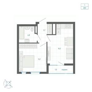 1-к квартира, вторичка, 40м2, 30/32 этаж