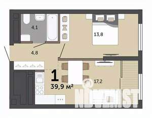 1-к квартира, вторичка, 40м2, 5/23 этаж