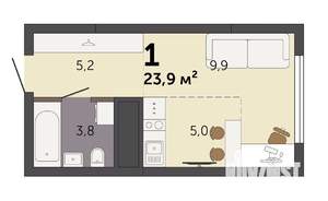 Студия квартира, строящийся дом, 24м2, 27/32 этаж