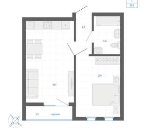 1-к квартира, вторичка, 39м2, 11/32 этаж