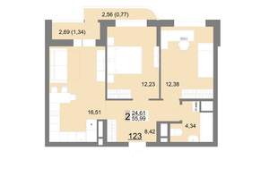 2-к квартира, вторичка, 56м2, 13/22 этаж