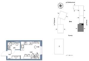 Студия квартира, строящийся дом, 21м2, 22/24 этаж