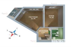 1-к квартира, вторичка, 49м2, 26/26 этаж