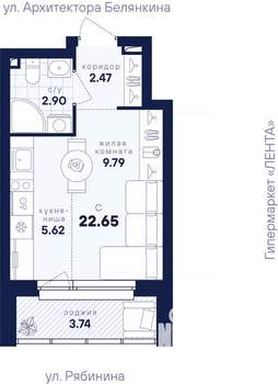 Студия квартира, вторичка, 23м2, 4/26 этаж
