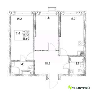 2-к квартира, вторичка, 59м2, 10/31 этаж