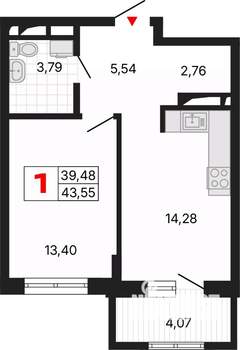 1-к квартира, вторичка, 44м2, 11/25 этаж