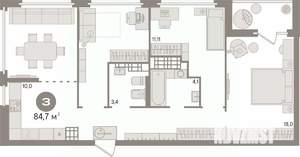 3-к квартира, вторичка, 85м2, 23/24 этаж