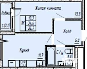 1-к квартира, вторичка, 36м2, 16/26 этаж