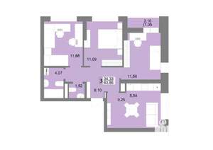 3-к квартира, вторичка, 64м2, 2/27 этаж