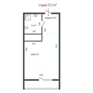 Студия квартира, вторичка, 23м2, 16/25 этаж
