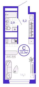 Студия квартира, строящийся дом, 22м2, 3/28 этаж