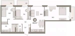 3-к квартира, вторичка, 84м2, 3/9 этаж