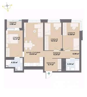 3-к квартира, вторичка, 86м2, 24/26 этаж
