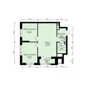 2-к квартира, строящийся дом, 54м2, 15/31 этаж