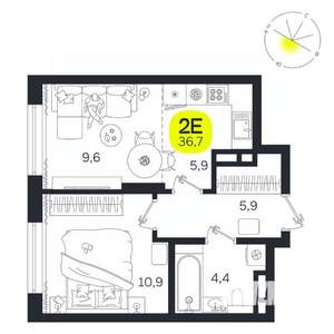 2-к квартира, вторичка, 37м2, 13/27 этаж