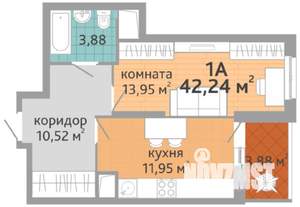 1-к квартира, вторичка, 42м2, 24/25 этаж