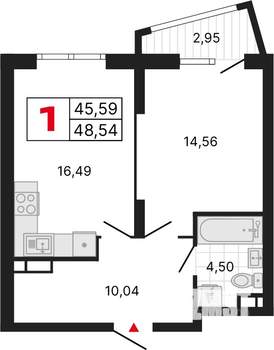 1-к квартира, вторичка, 48м2, 28/31 этаж