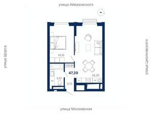 1-к квартира, вторичка, 47м2, 6/29 этаж