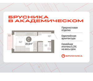 Студия квартира, вторичка, 21м2, 6/9 этаж