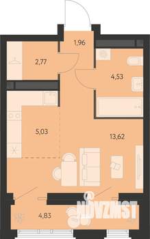 Студия квартира, вторичка, 30м2, 22/22 этаж