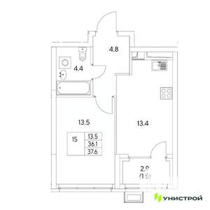 1-к квартира, вторичка, 38м2, 7/31 этаж