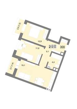 2-к квартира, вторичка, 57м2, 11/18 этаж