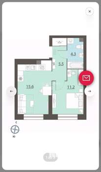1-к квартира, вторичка, 36м2, 5/33 этаж
