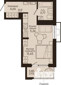 Студия квартира, вторичка, 30м2, 6/18 этаж