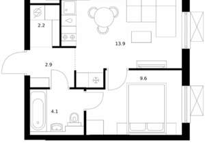 1-к квартира, вторичка, 33м2, 7/29 этаж