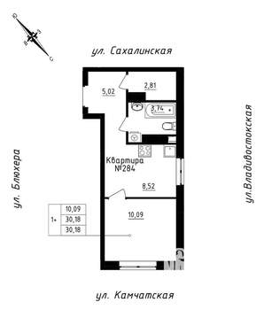 Студия квартира, строящийся дом, 30м2, 24/25 этаж