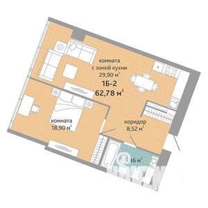 2-к квартира, вторичка, 61м2, 7/28 этаж