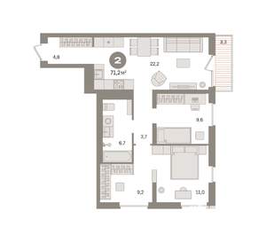 2-к квартира, вторичка, 71м2, 4/8 этаж