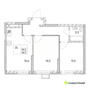 2-к квартира, вторичка, 54м2, 9/31 этаж