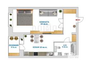 1-к квартира, вторичка, 40м2, 5/7 этаж