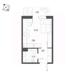 Студия квартира, вторичка, 26м2, 5/22 этаж