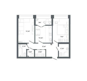 2-к квартира, вторичка, 64м2, 14/25 этаж