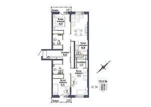 3-к квартира, вторичка, 86м2, 6/8 этаж