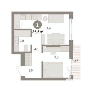 1-к квартира, вторичка, 37м2, 6/25 этаж