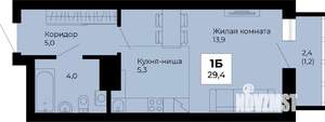 Студия квартира, строящийся дом, 29м2, 8/25 этаж