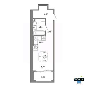 Студия квартира, вторичка, 30м2, 8/32 этаж