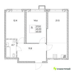 2-к квартира, вторичка, 65м2, 21/31 этаж