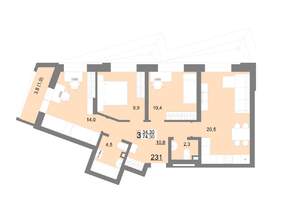 3-к квартира, вторичка, 74м2, 2/18 этаж