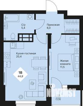 1-к квартира, вторичка, 45м2, 8/25 этаж