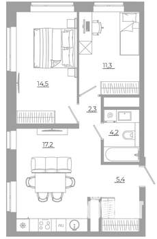2-к квартира, вторичка, 55м2, 9/29 этаж