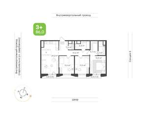 3-к квартира, вторичка, 86м2, 3/24 этаж