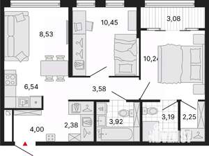 3-к квартира, вторичка, 58м2, 24/25 этаж