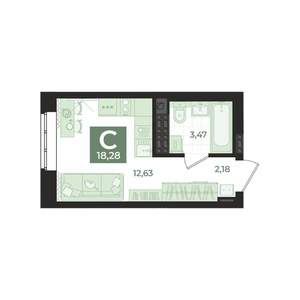 Студия квартира, вторичка, 18м2, 16/18 этаж