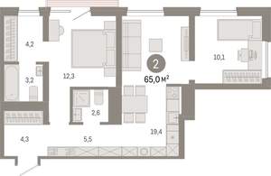 2-к квартира, вторичка, 65м2, 5/8 этаж