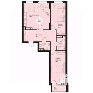 2-к квартира, вторичка, 90м2, 11/25 этаж