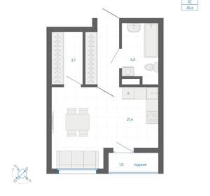 Студия квартира, вторичка, 30м2, 14/32 этаж